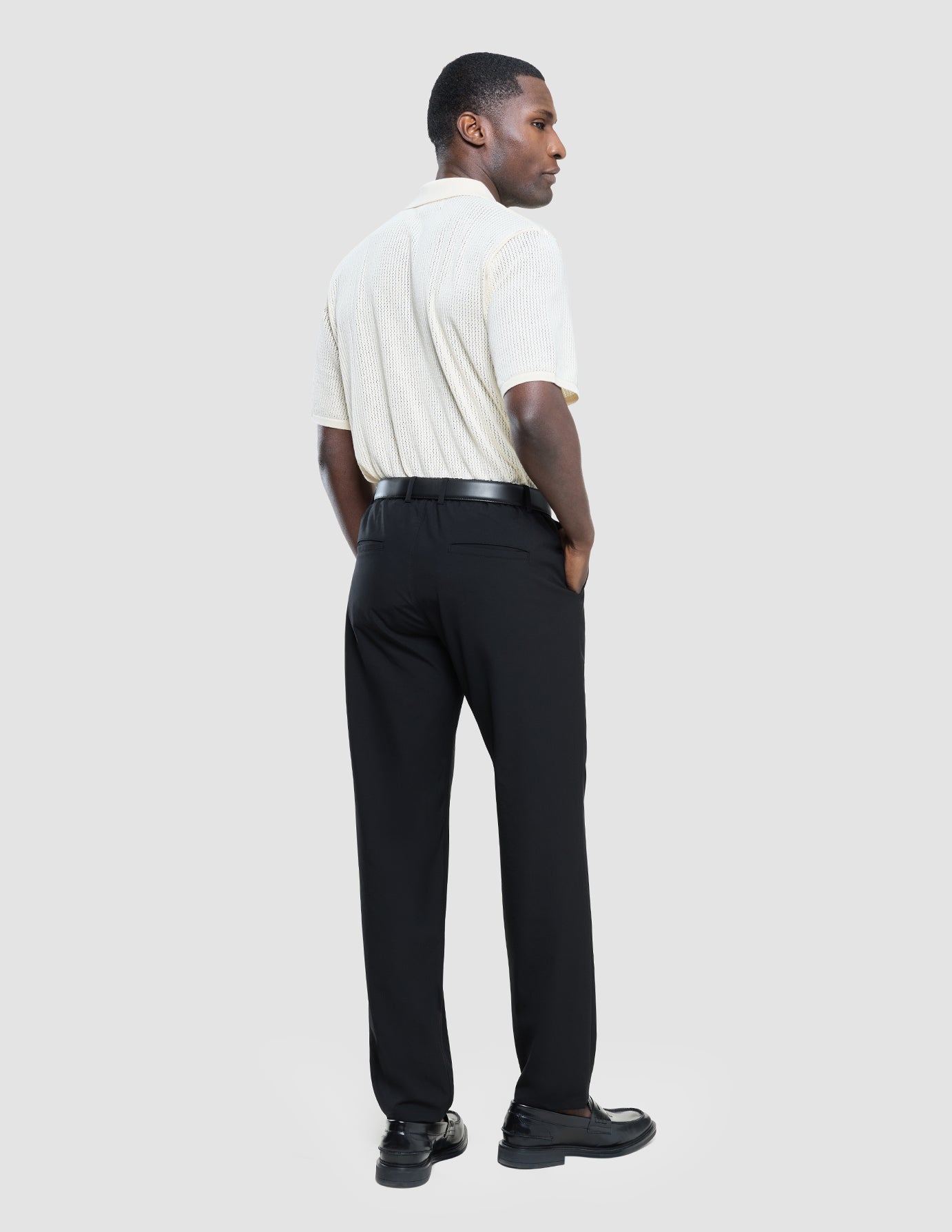 Textured Knitted Short Sleeve Polo Shirt Buttercream